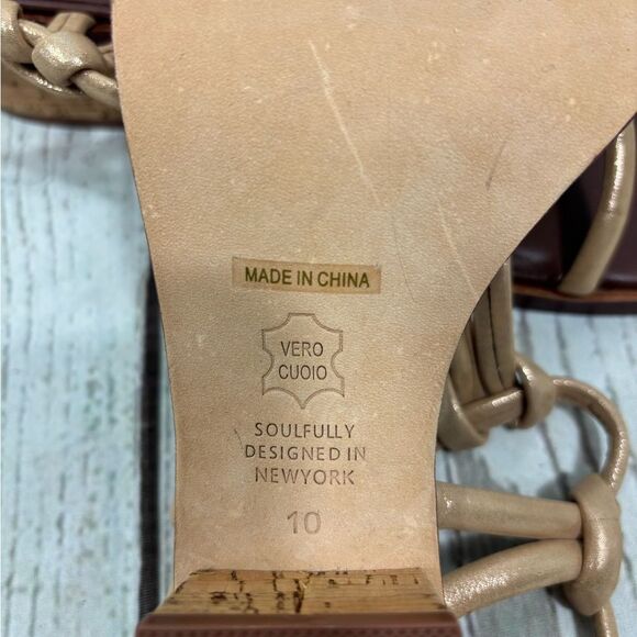 Matt Bernson Elba Sandals Rose Gold Knot Strap Block Heel Sundance Size 10 - Picture 9 of 10